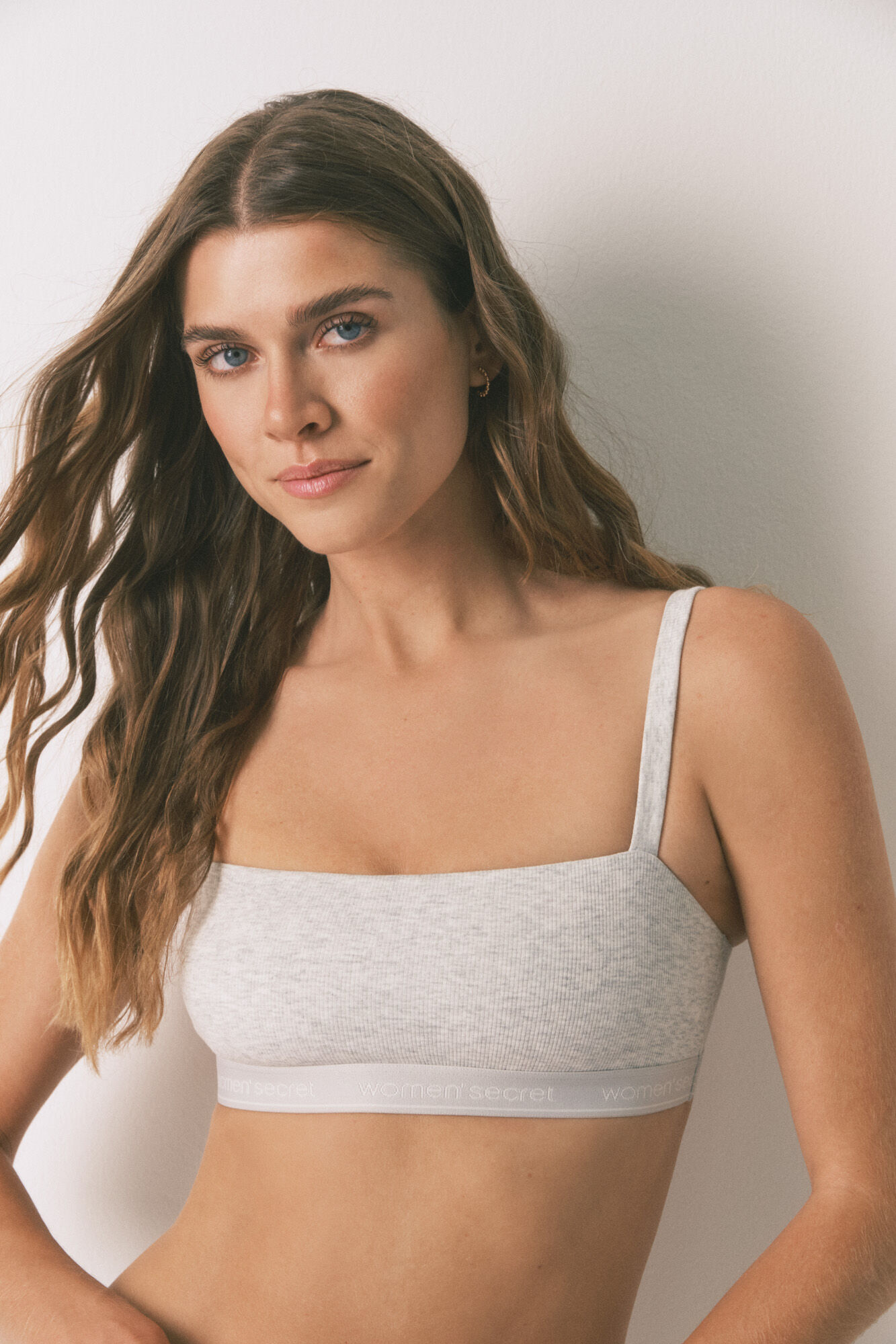 Women'secret Top sin costuras costuras de algod&oacute;n gris