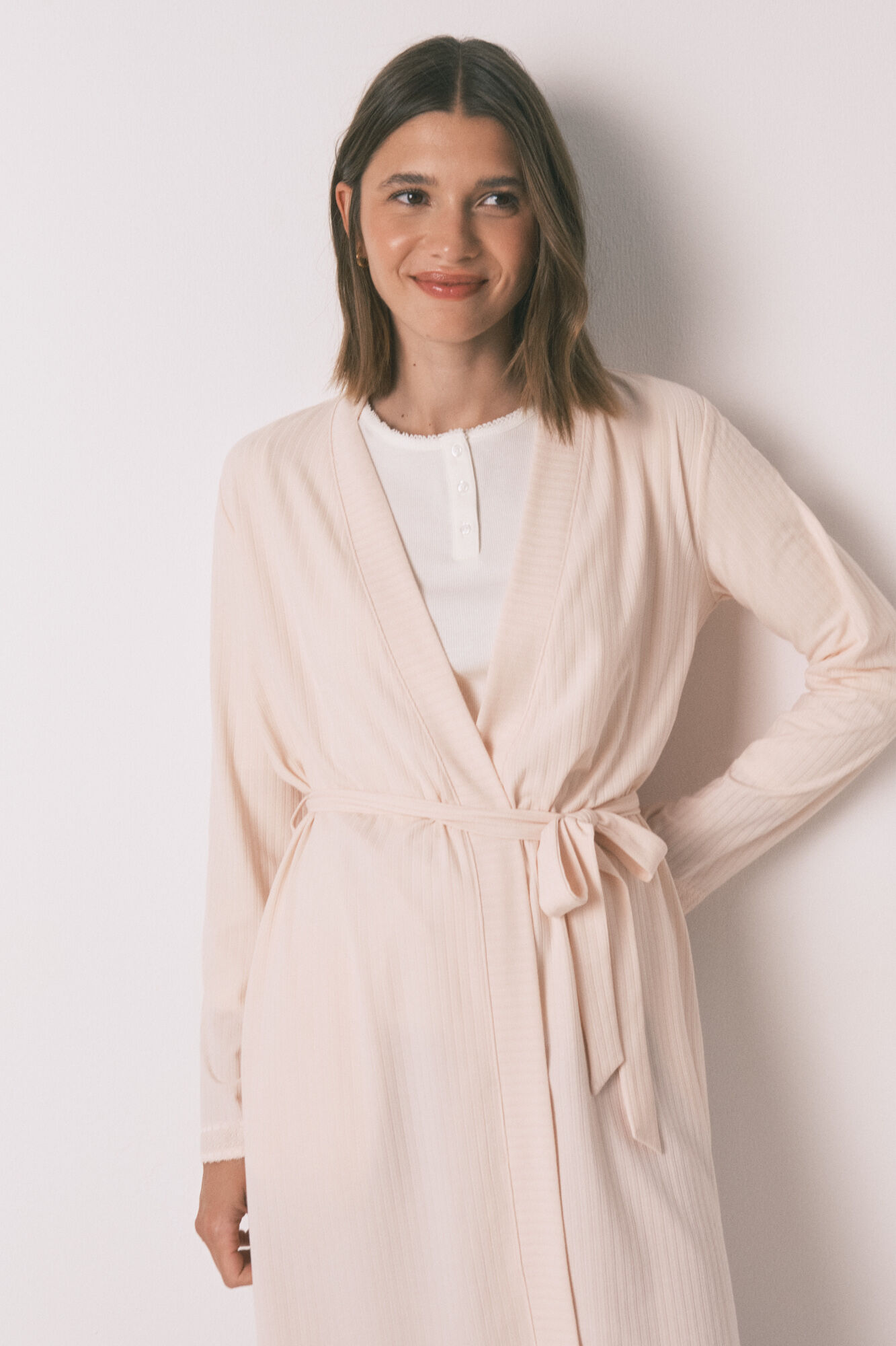 Women'secret Bata de canal&eacute; rosa