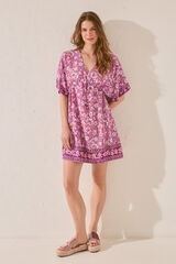 Women'secret Playera de dormir short de viscosa con estampado morado/lila estampado