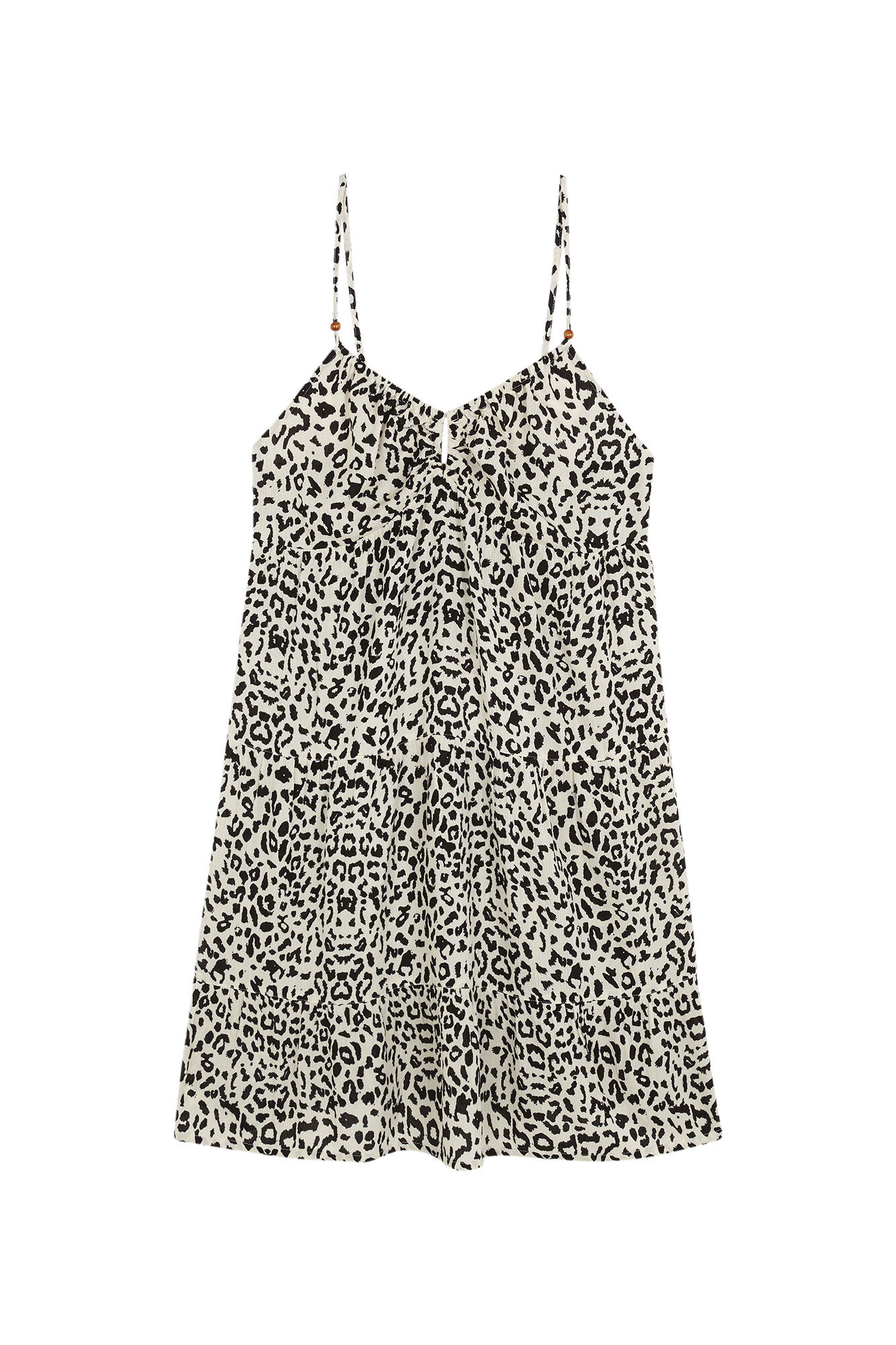 Women'secret Vestido corto con tirantes animal print negro