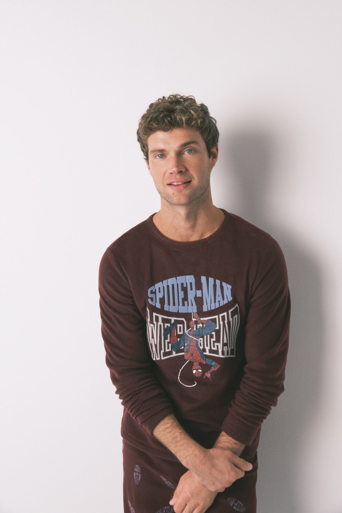 Women'secret Pijama larga de forro polar forro polar rojo de Spiderman para hombre