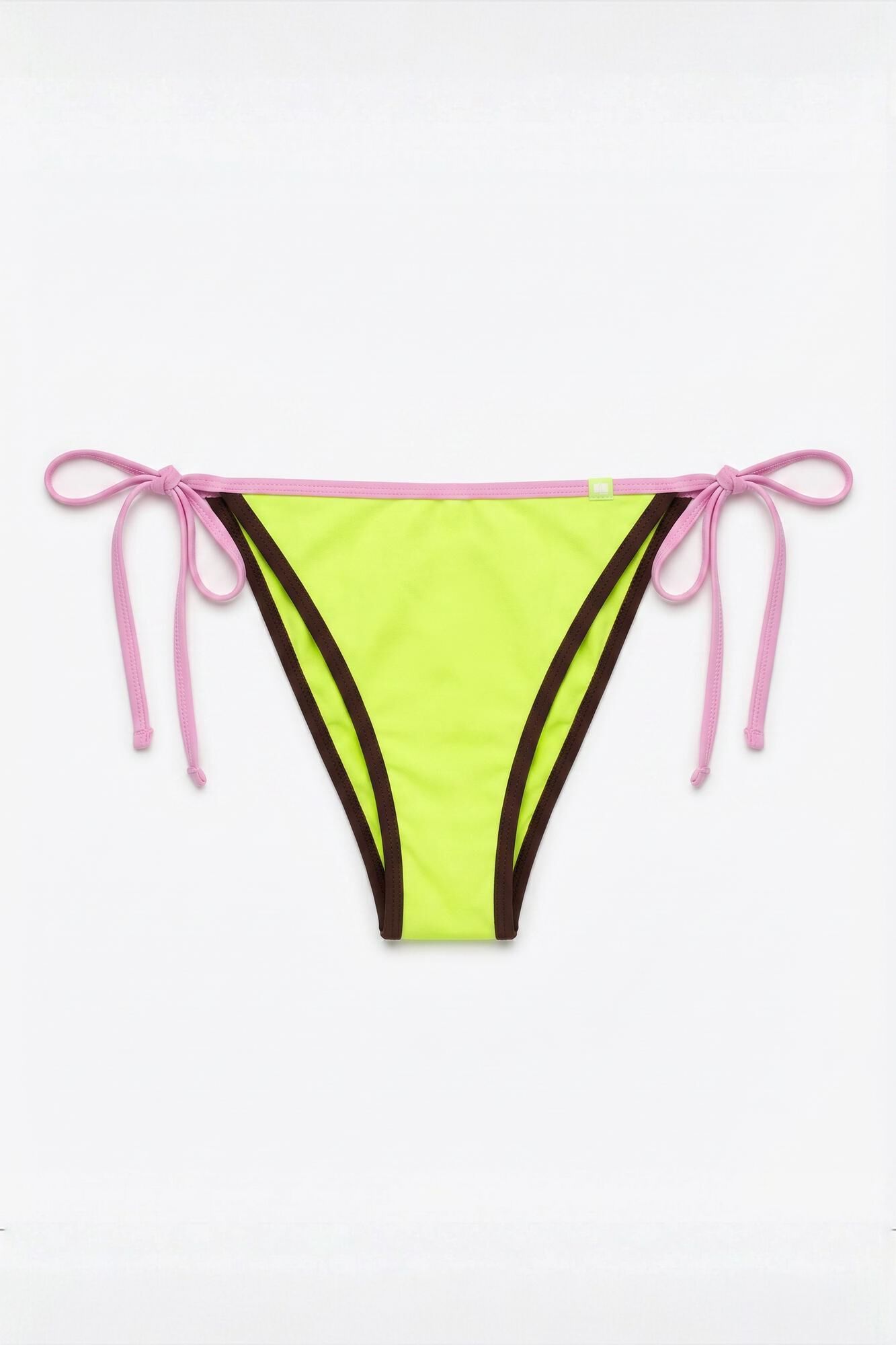 HI&BYE Panty de bikini brasile&ntilde;o con tiras amarillo estampado