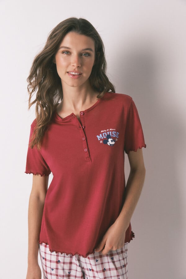 Women'secret Pijama larga de algodón de Mickey rojo rojo