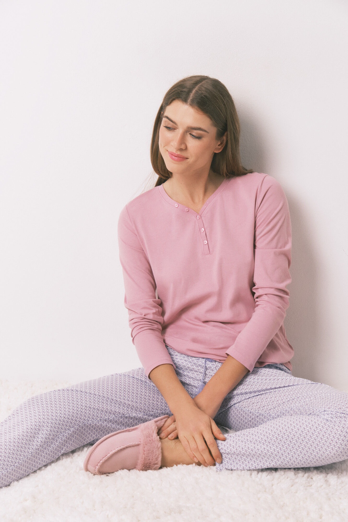 Women'secret Pantal&oacute;n pitillo 100% algod&oacute;n con estampado geom&eacute;trico