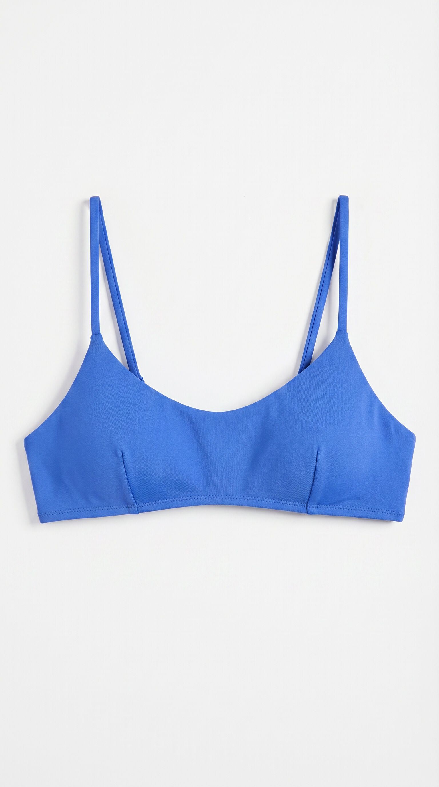 HI&BYE Top bikini escote recto liso azul estampado
