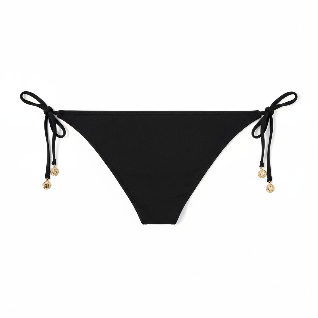 Women'secret Panty de bikini cl&aacute;sica con tiras negra negro