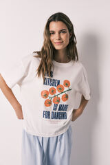 Women'secret Playera de manga corta 100% algod&oacute;n blanca marfil
