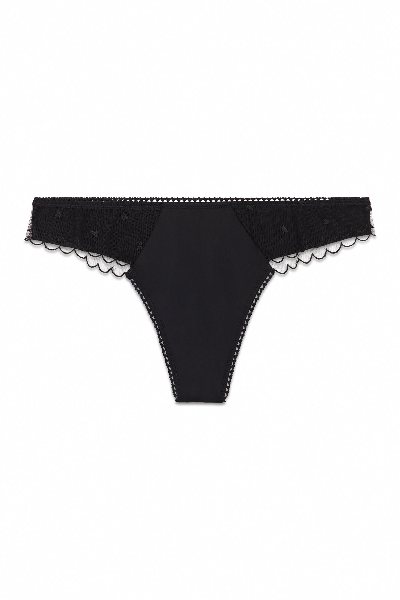 Women'secret Tanga ancha de tul negra negro