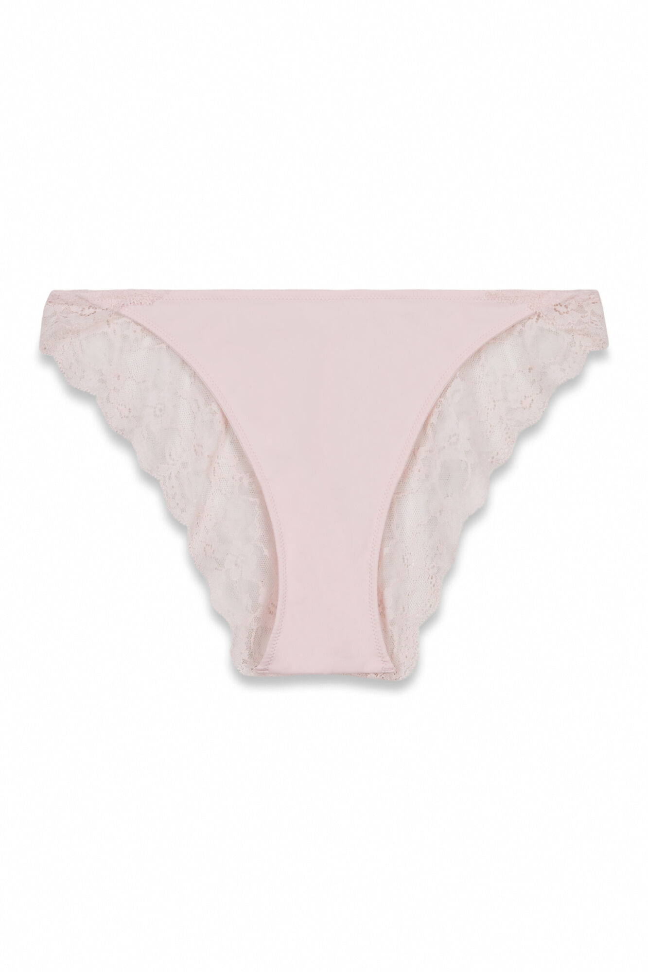 Women'secret Panty cl&aacute;sica de microfibra y encaje rosa fucsia
