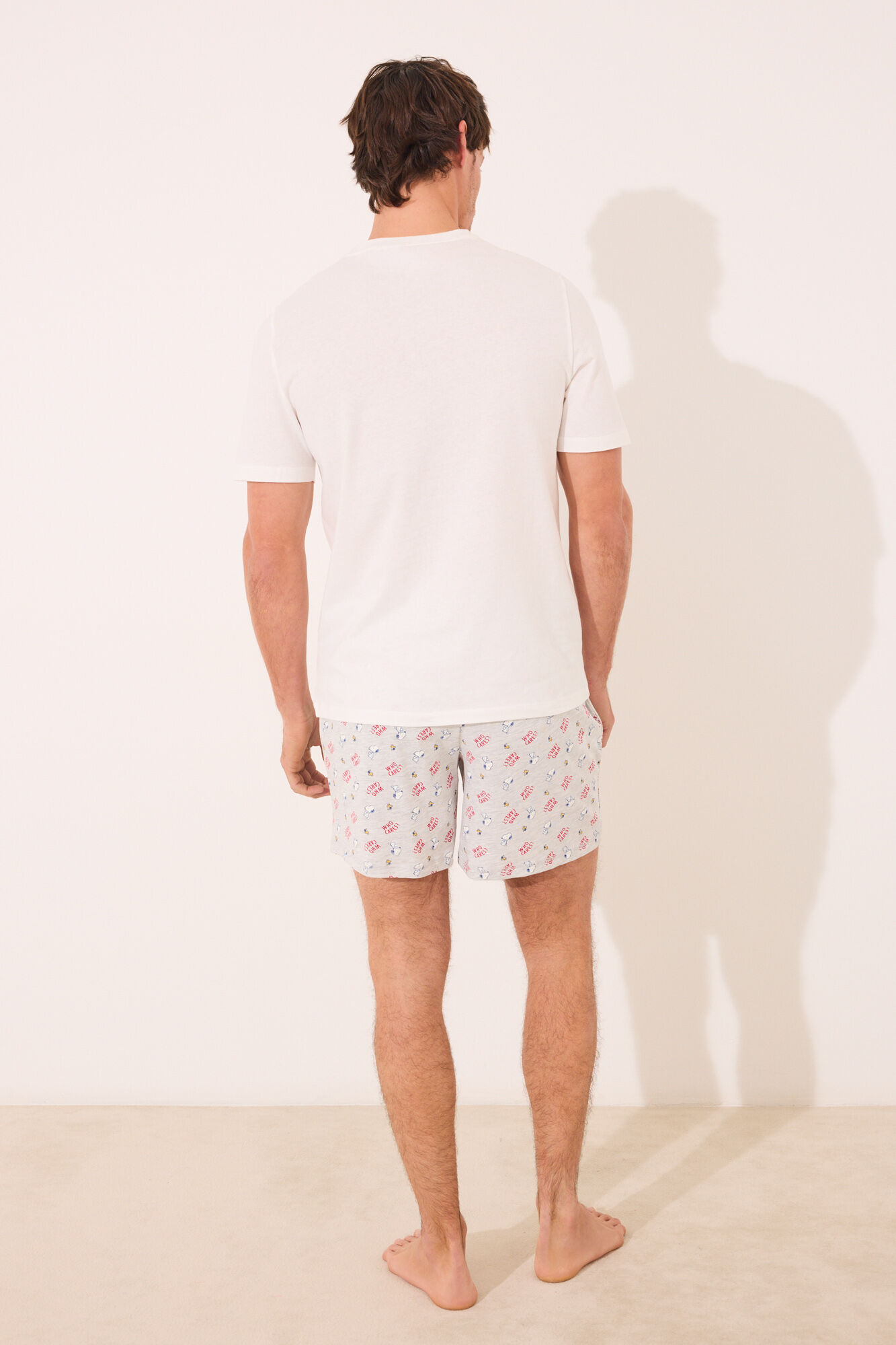 Women'secret Pijama corta hombre Snoopy 100% algod&oacute;n marfil