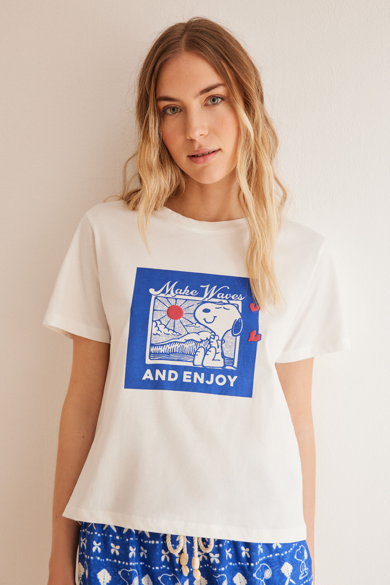 Women'secret Playera 100% algod&oacute;n gris Snoopy  gris