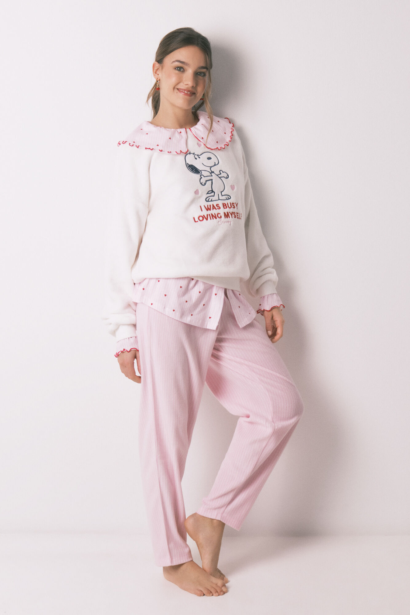 Women'secret Pijama larga de polar Snoopy