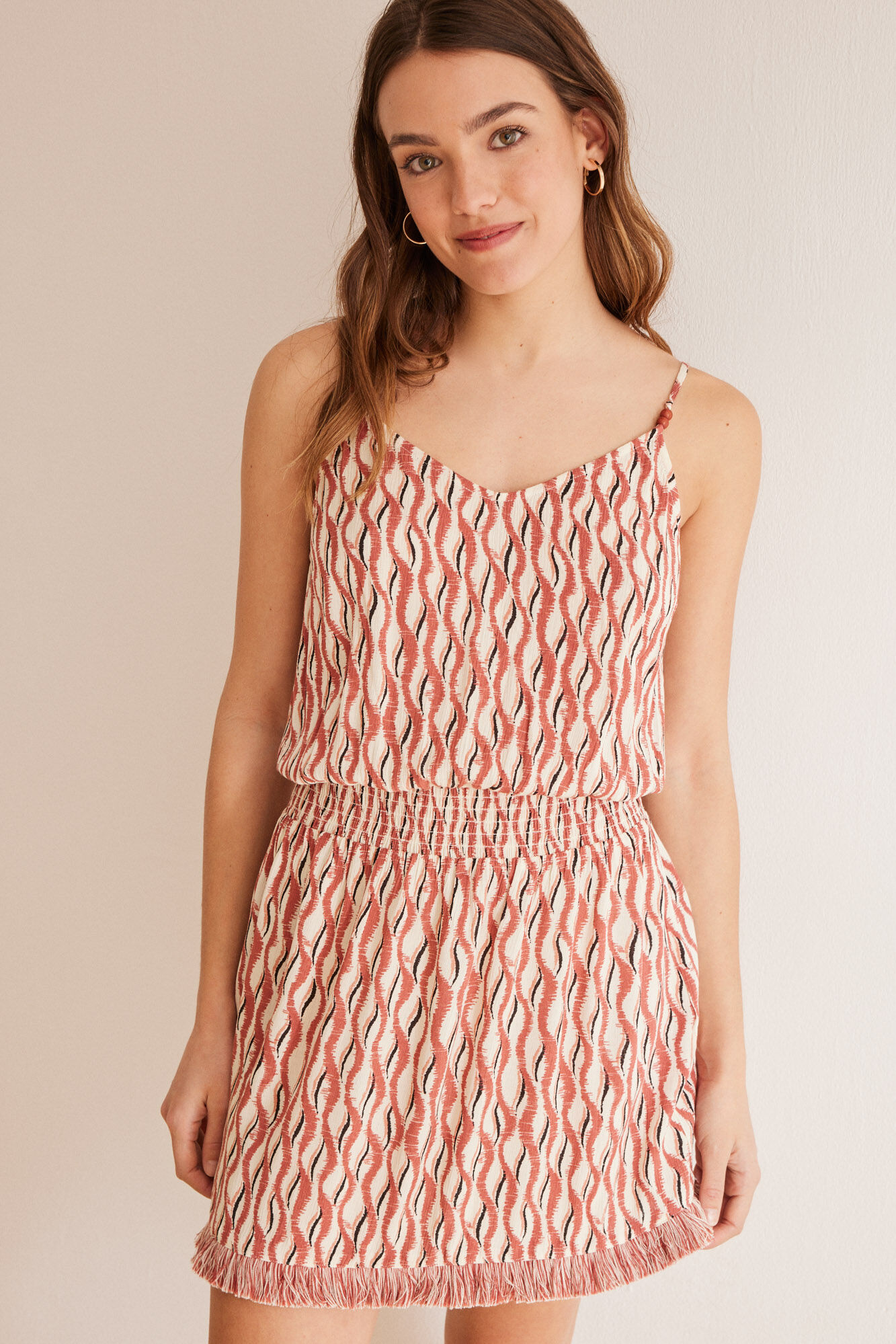 Women'secret Vestido corto estampado &eacute;tnico