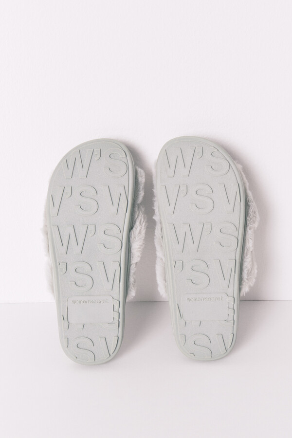 Women'secret Pantuflas con pelo verde  verde
