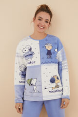 Womensecret Pijama polar Snoopy azul estampado