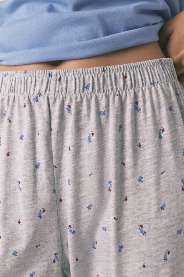 Women'secret Pijama corta de algodón de Snoopy azul  estampado