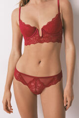 Women'secret Panty clásica encaje rojo brillo rojo
