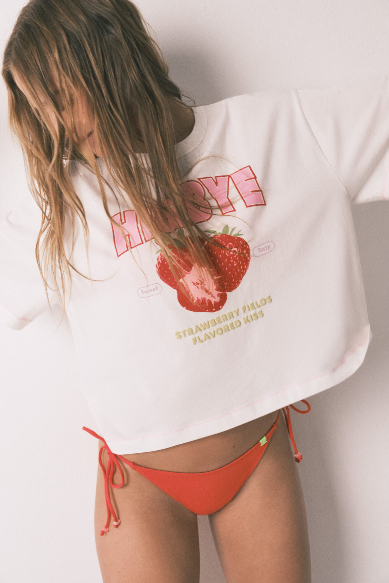 HI&BYE Panty de bikini con tiras rojo rojo