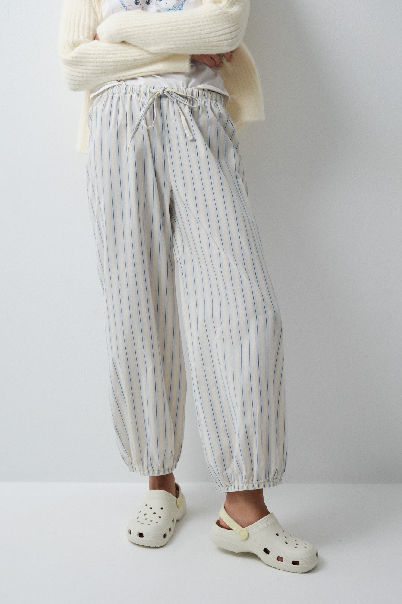Women'secret Pantal&oacute;n largo bombacho de rayas amarillo