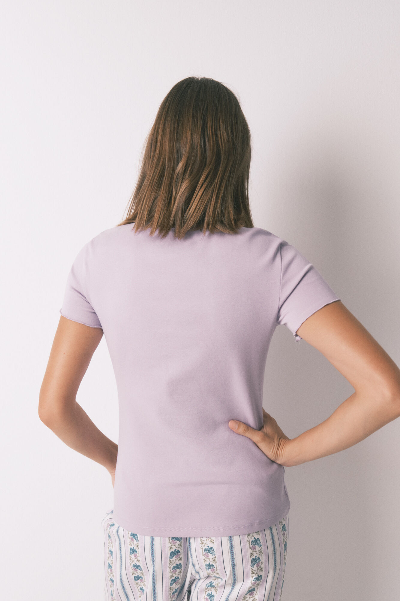 Women'secret Playera de manga corta de algod&oacute;n lila morado/lila