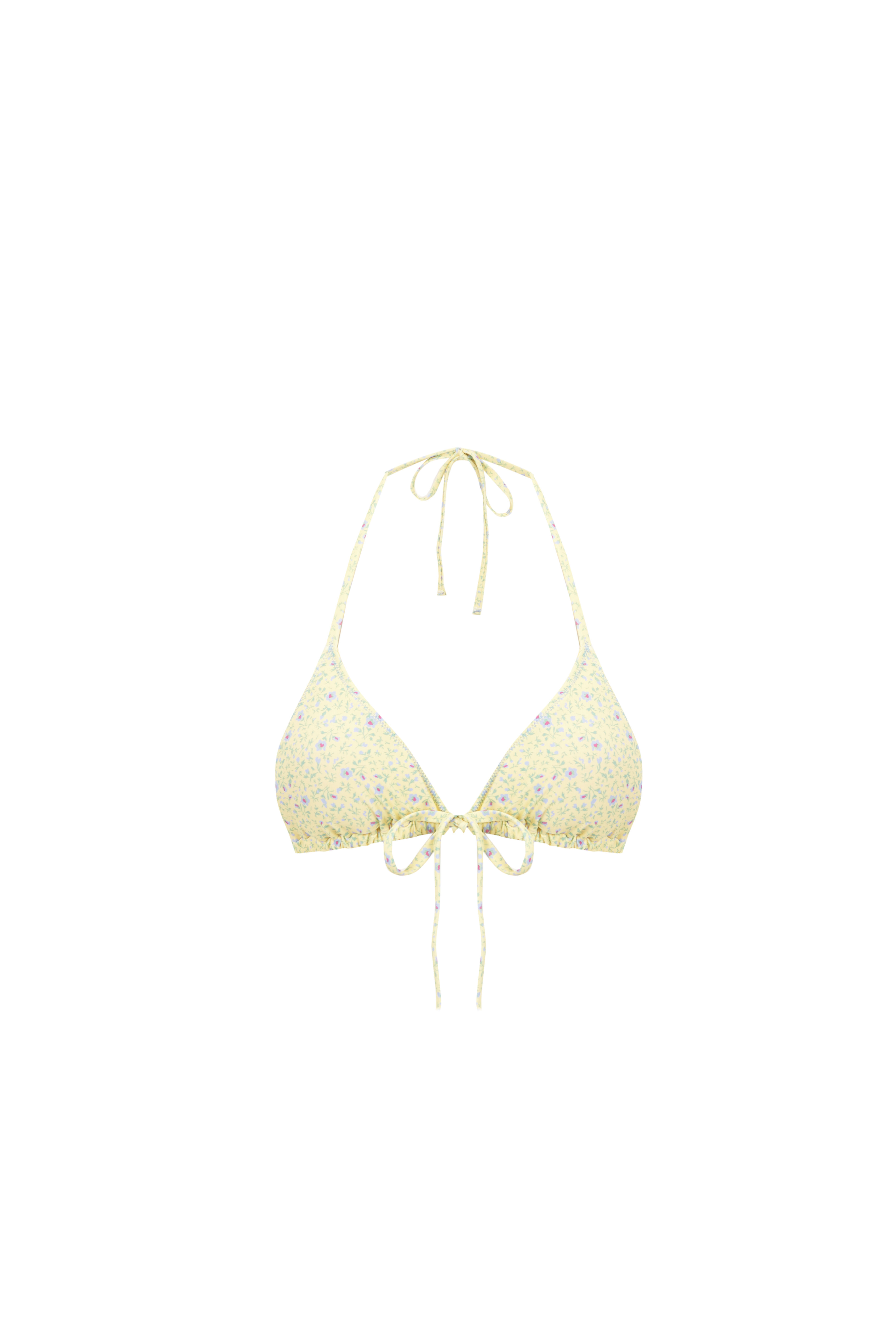 Women'secret Top de bikini mini triangular floral amarillo estampado