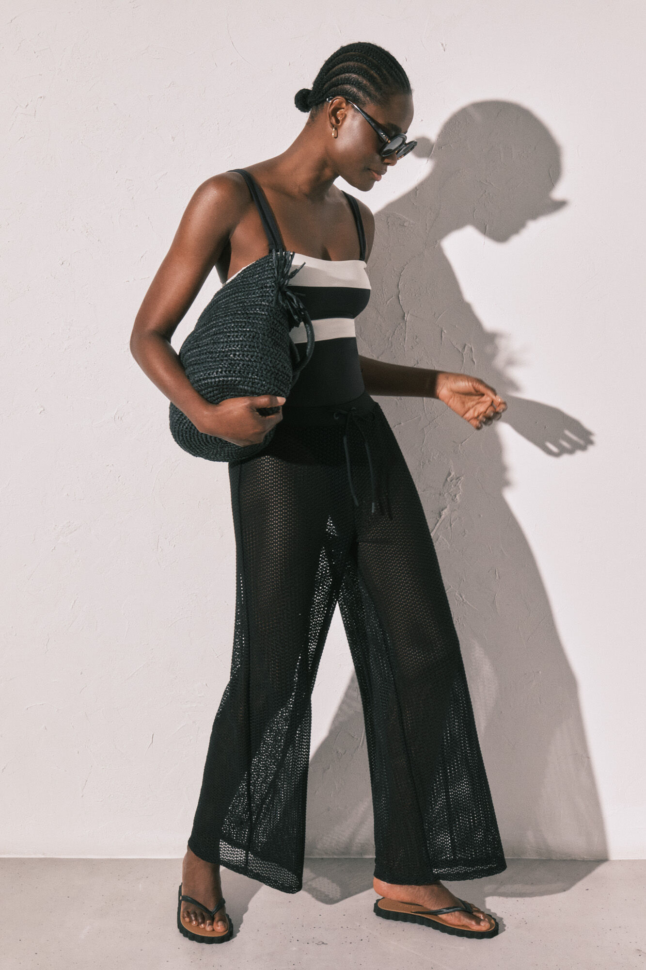 Women'secret Pantal&oacute;n efecto red de tejido negro negro