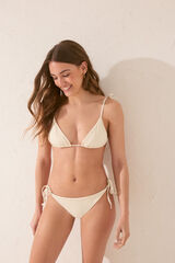 Women'secret Panty de bikini brasileña con pedrería brillante marfil