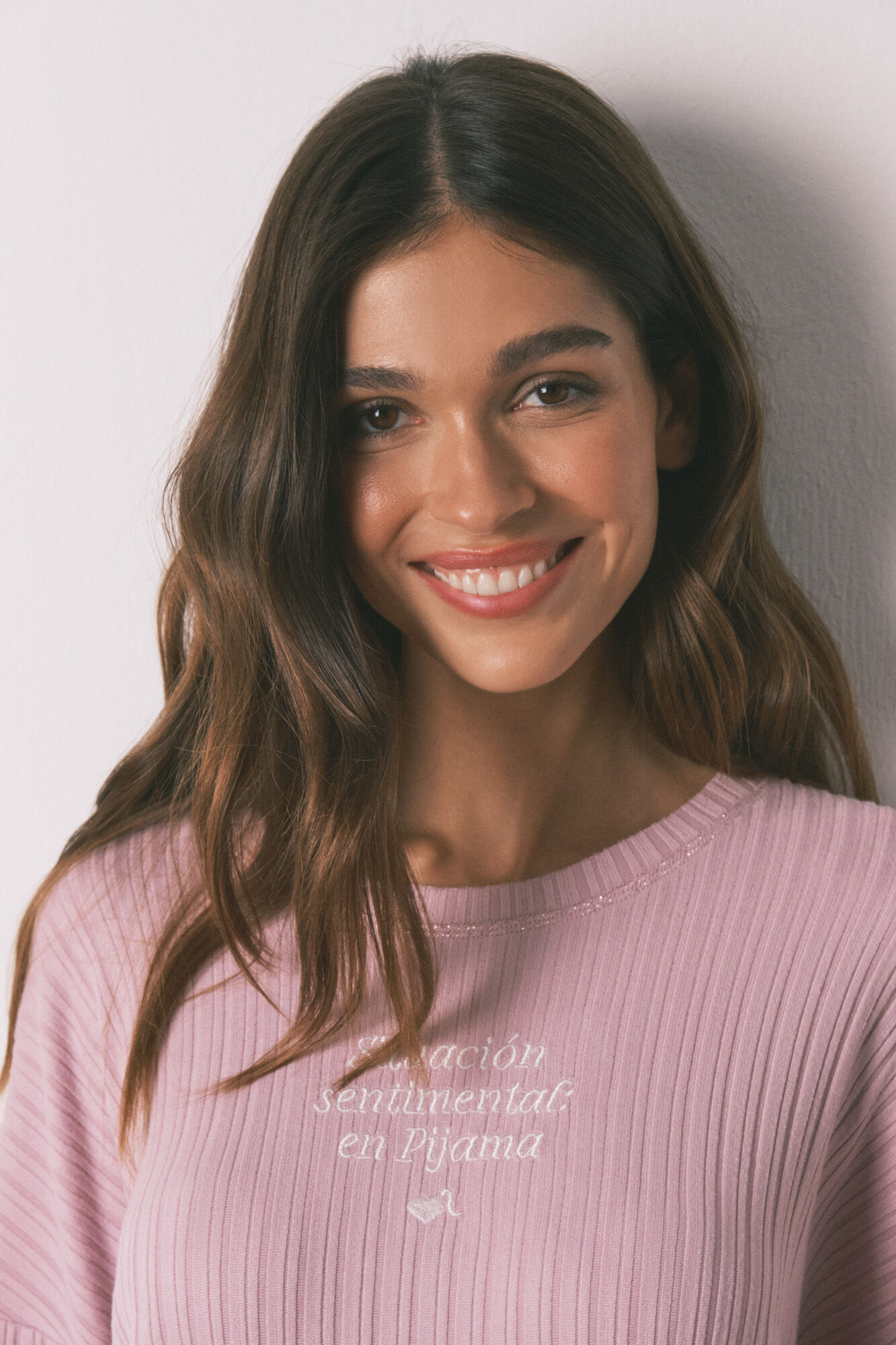 Women'secret Pijama larga de tejido. rosa