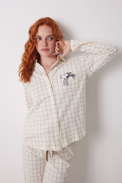 Womensecret Pijama camisera 100% algodón cuadros marfil