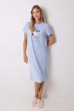 Womensecret Camisón midi canalé rayas Snoopy azul