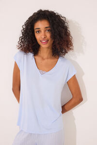 Womensecret Pijama capri de viscosa de rayas azules verde