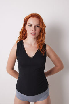 Womensecret Playera tejido negro supersuave negro