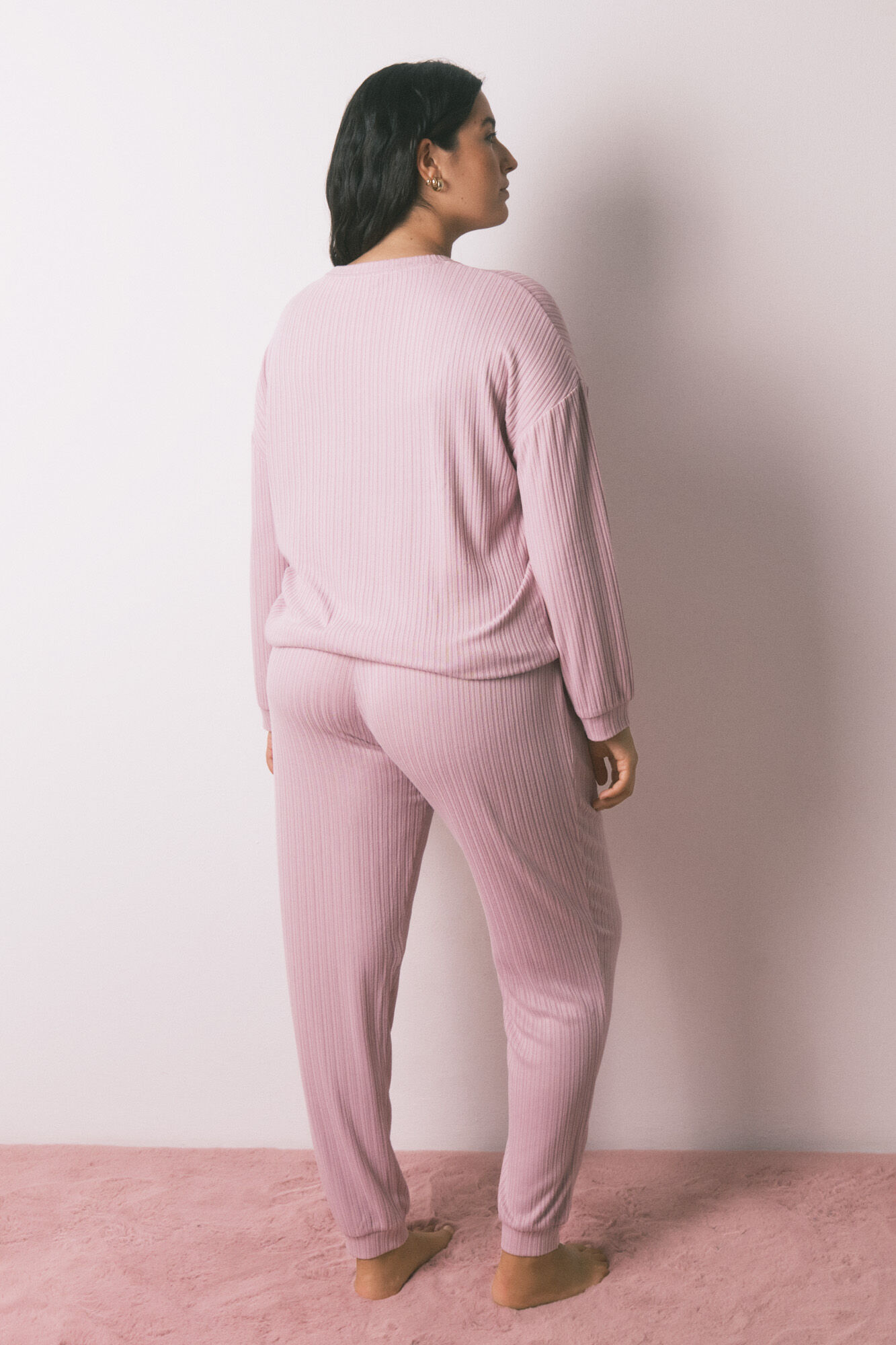 Women'secret Pijama larga de tejido. rosa