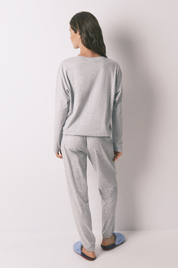 Women'secret Pijama larga algodón Hedwig gris  gris