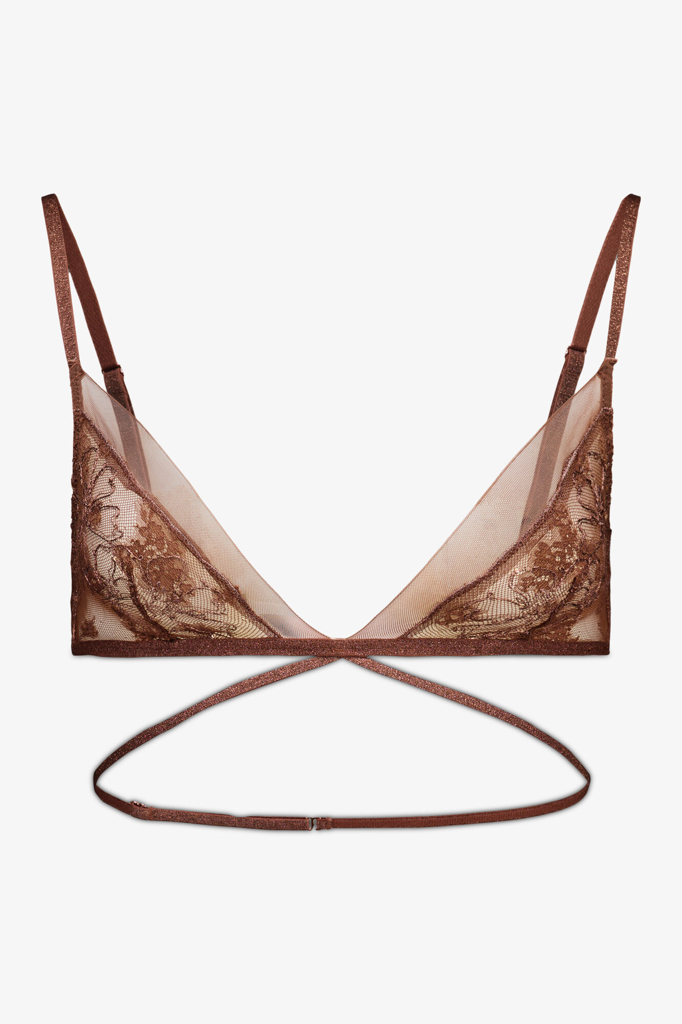 Women'secret Brasier triangular de encaje marr&oacute;n NATURAL caf&eacute;