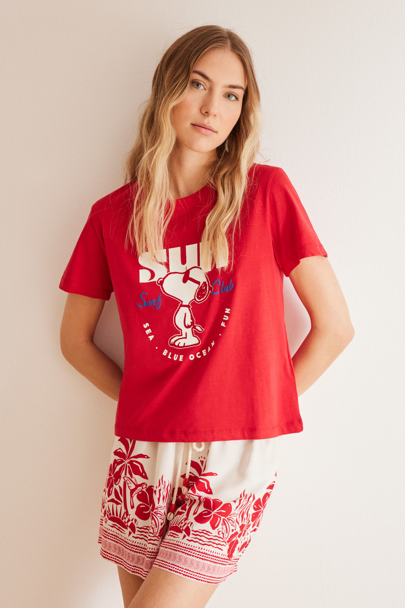 Women'secret Playera 100% algod&oacute;n rojo Snoopy  rojo