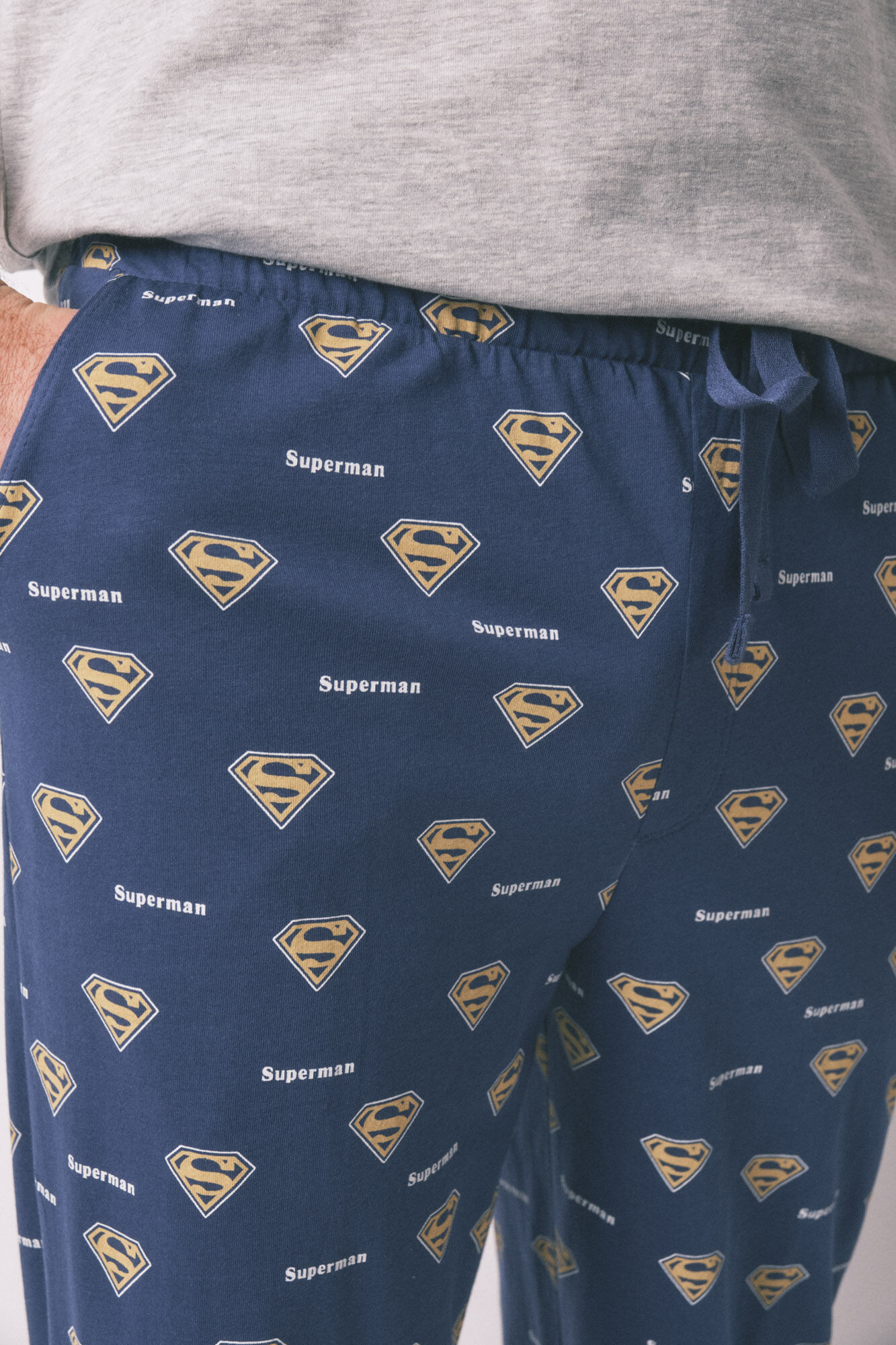 Women'secret Pijama larga de Superman gris 100% algod&oacute;n  gris