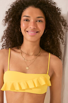 Womensecret Top bikini bandeau con volante amarillo amarillo