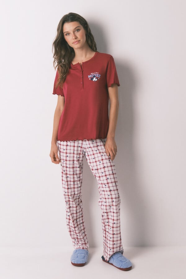 Women'secret Pijama larga de algodón de Mickey rojo rojo