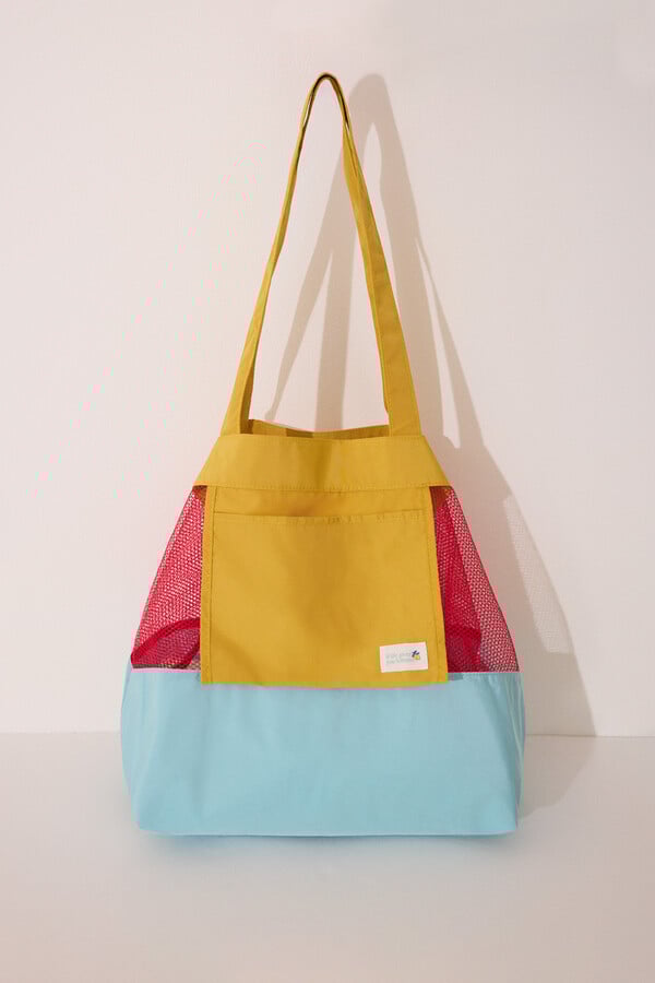 Women'secret Bolsa de bolsa de malla y nailon con estampado blanco. blanco