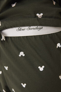 Womensecret Pijama larga con logo de Mickey Mouse kaki