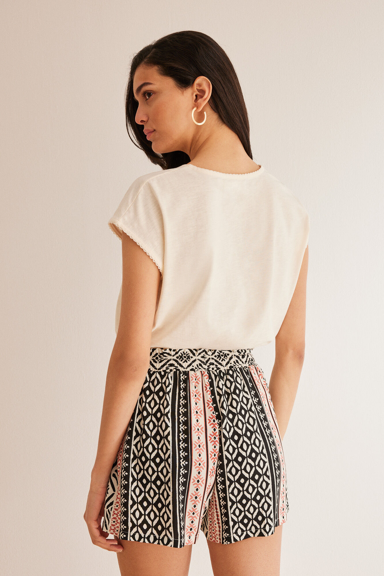 Women'secret Pantal&oacute;n corto viscosa &eacute;tnico rosa
