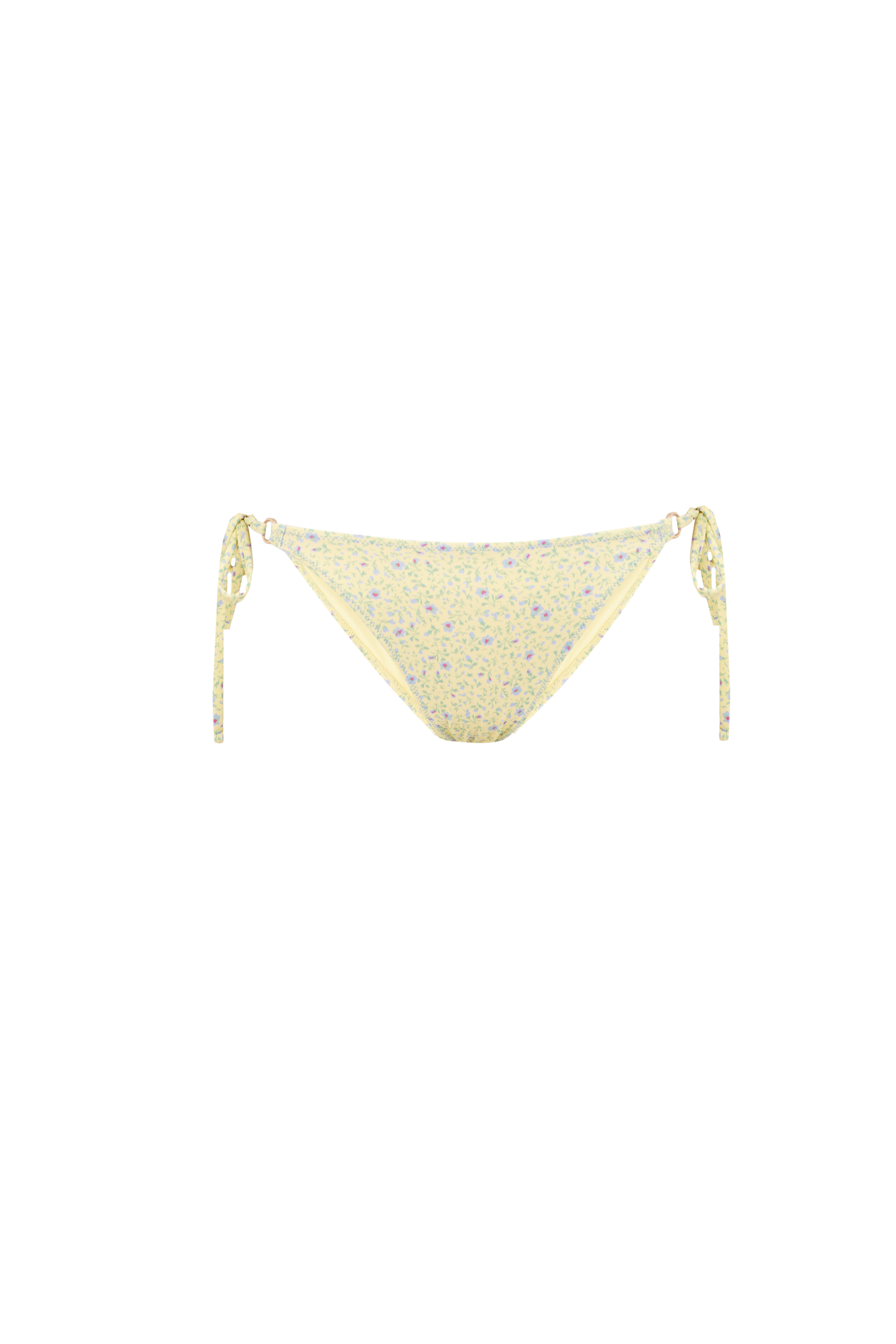 Women'secret Panty de bikini cl&aacute;sica con mini tiras y estampado floral amarillo estampado