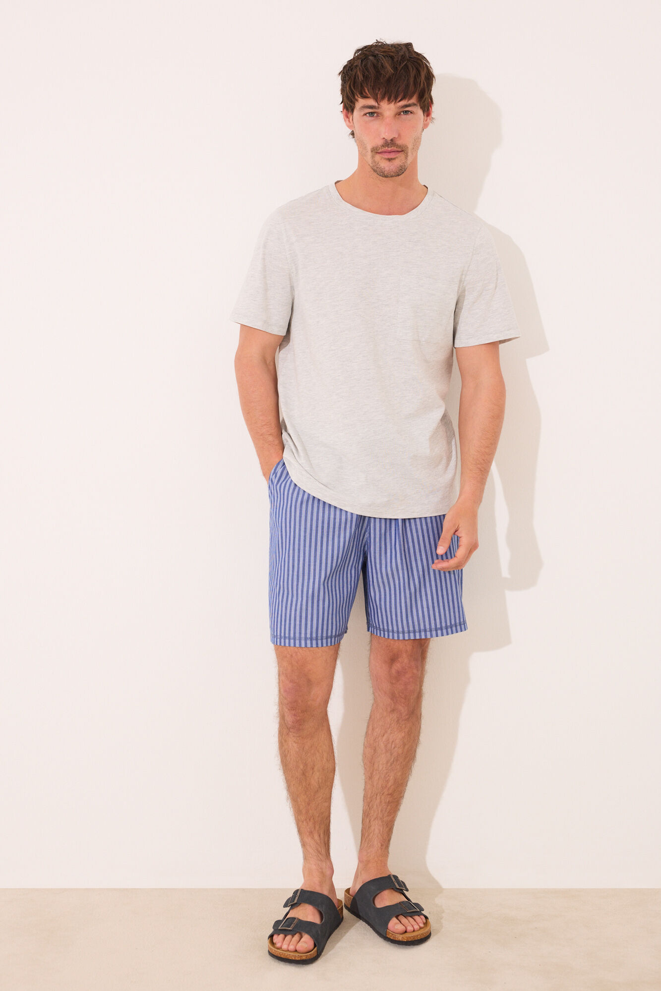 Women'secret Pijama short de algod&oacute;n gris oscuro gris