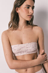 Women'secret Brasier bandeau sin costuras estampado de serpiente blanco