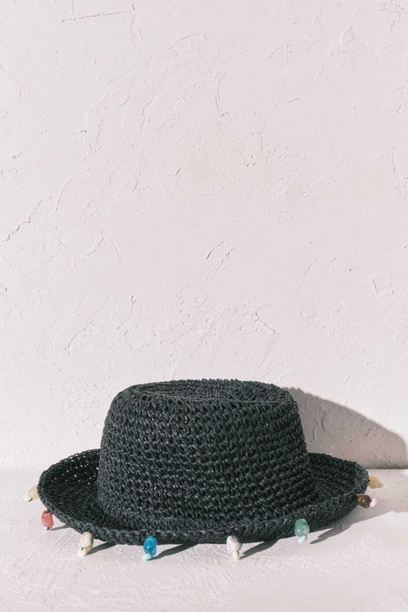 Women'secret Sombrero bucket de crochet negro negro