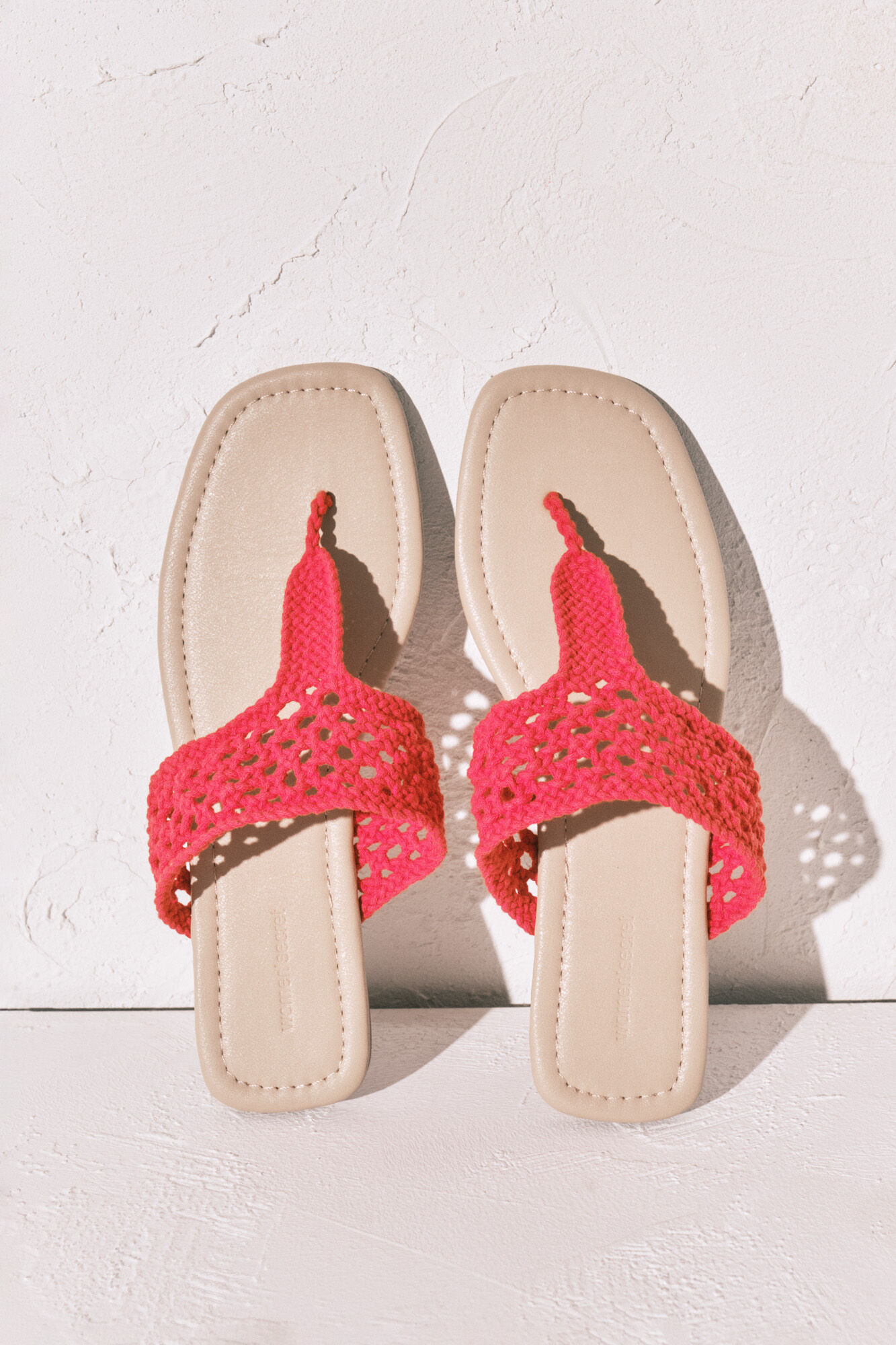 Women'secret Sandalias de crochet rojo
