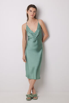 Womensecret Camisón midi satén verde verde