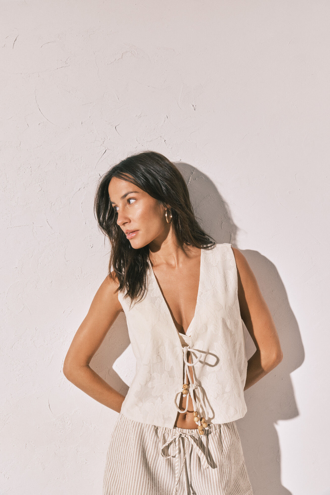 Women'secret Chaleco de crochet con lazos