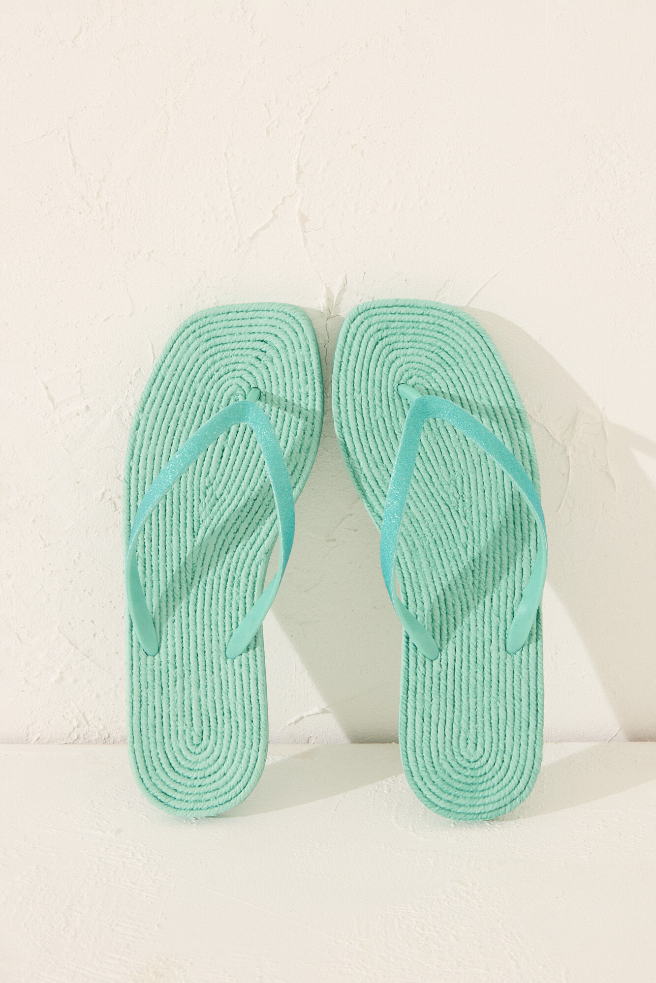 Women'secret Chanclas de esparto con punta cuadrada verde